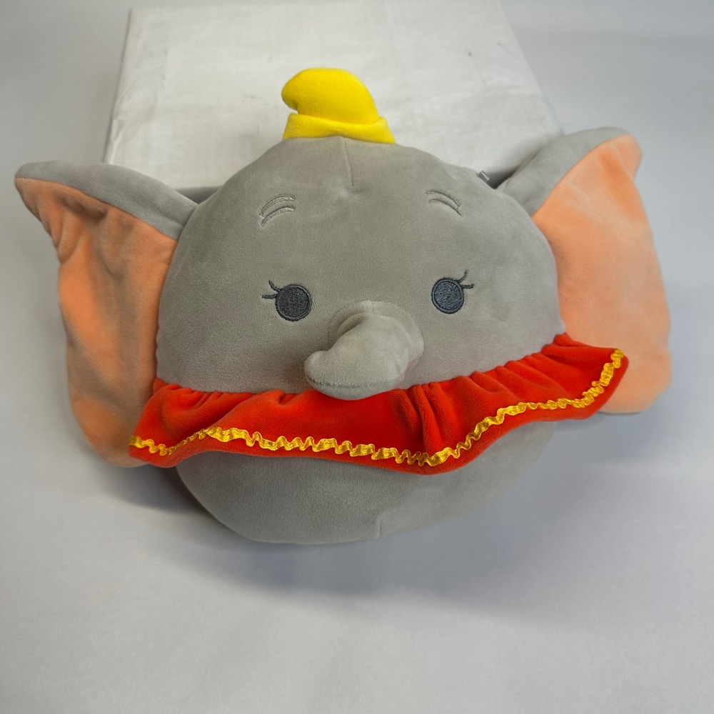 Disney Squishmallows Dumbo Elephant Plush Gray Red Collar 8 Inch Kellytoy Toy
